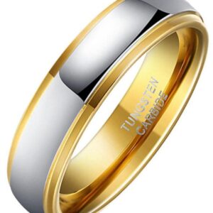 ANILLO DE CARBURO TUNGSTENO CON ORO 24K