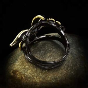 ANILLO ORO NEGRO CON FLOR DE JAZMIN